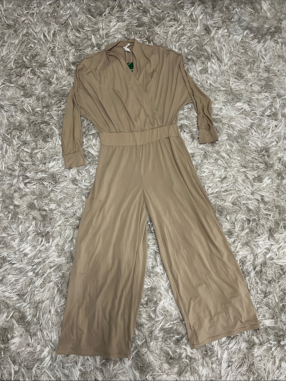 HALARA Taupe Wide-Leg Wrap Jumpsuit